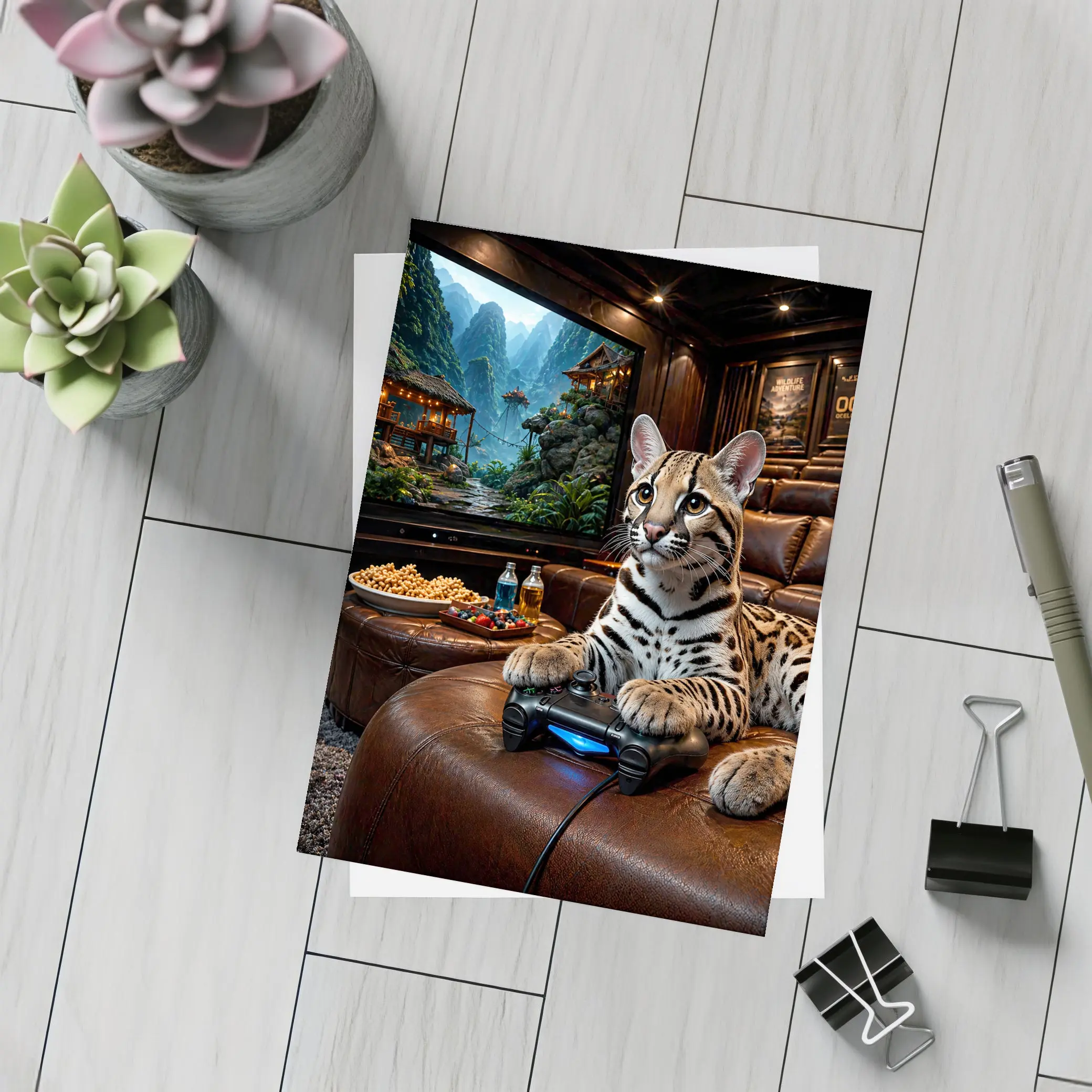 Ocelot Gaming Controller Home Theater Room – Postcards
