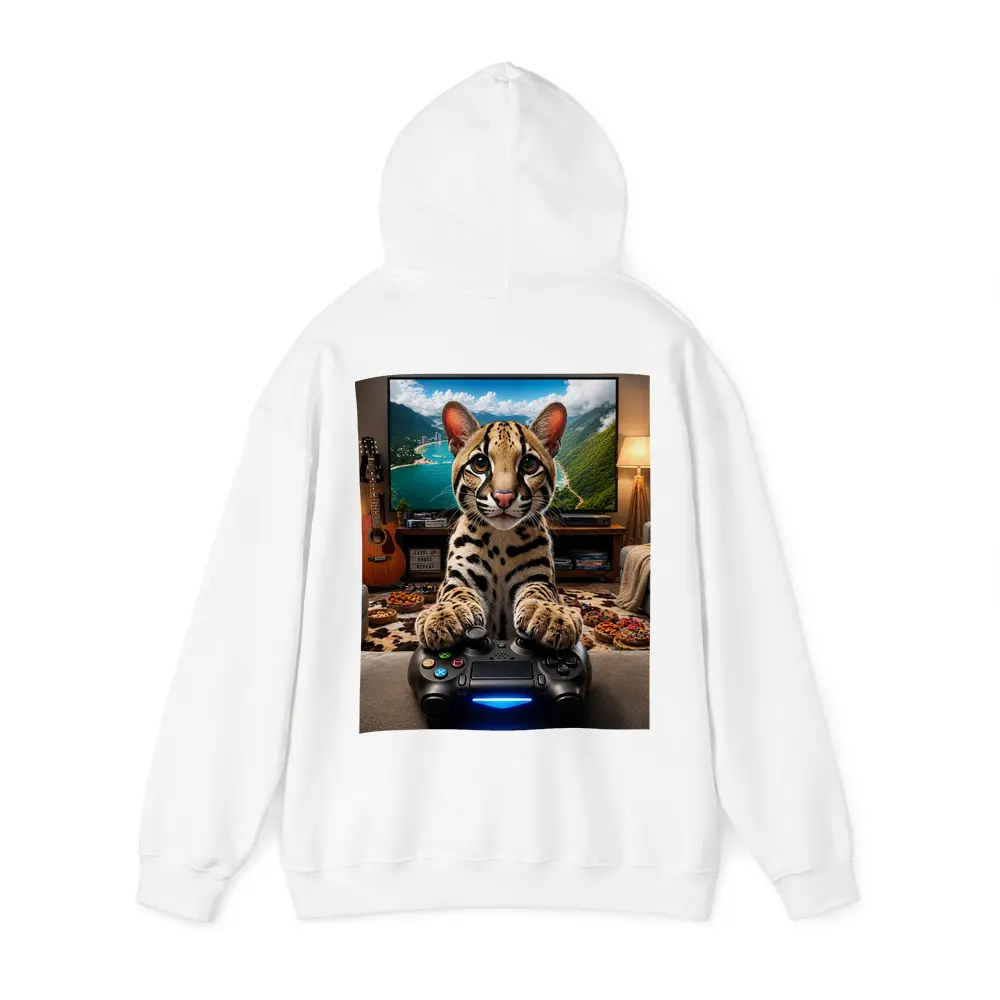 Ocelot Playing Video Game Controller Cozy Room – Hoodies