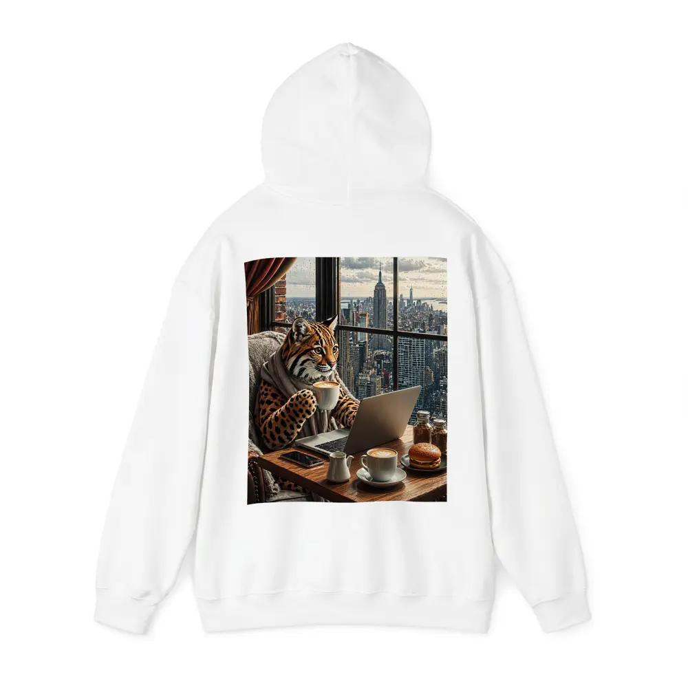 Ocelot Working Laptop New York City View – Hoodies