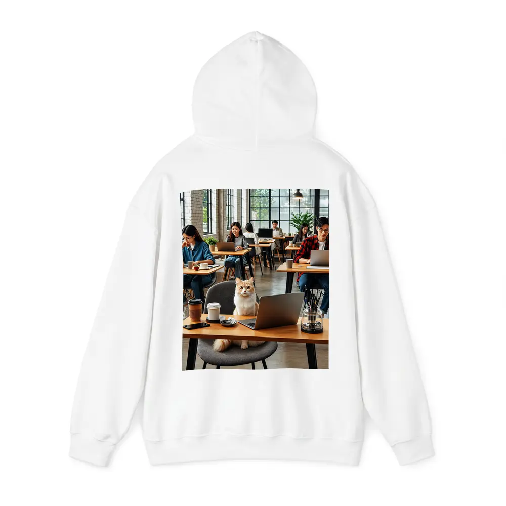 Cat Sitting in Busy Coffee Shop – Hoodies