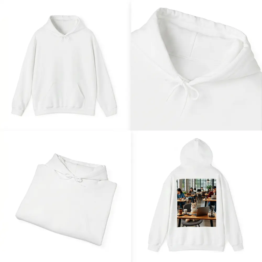 Cat Sitting in Busy Coffee Shop – Hoodies