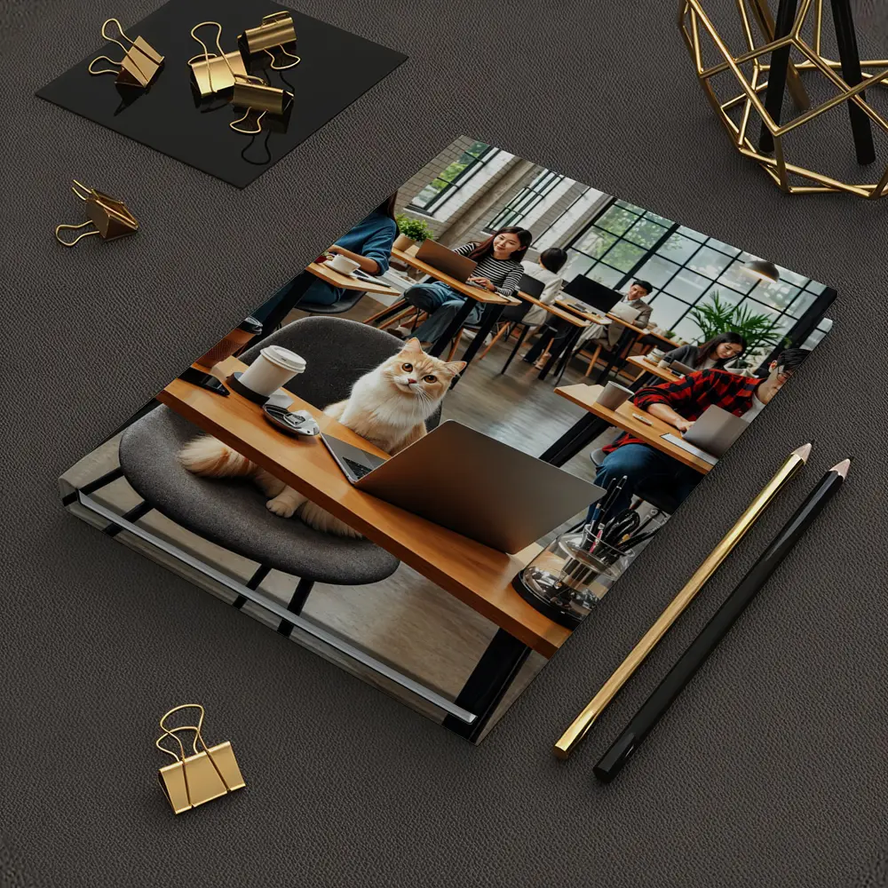 Cat Sitting in Busy Coffee Shop – Notebooks