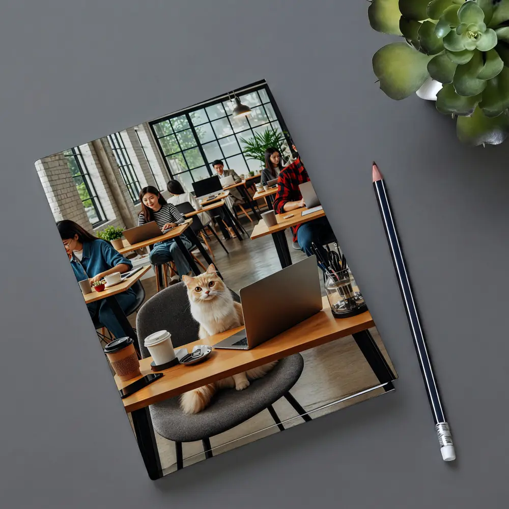 Cat Sitting in Busy Coffee Shop – Notebooks