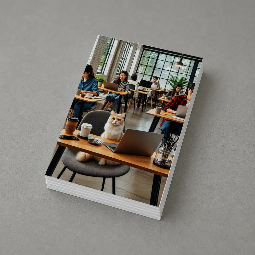 Cat Sitting in Busy Coffee Shop – Postcards