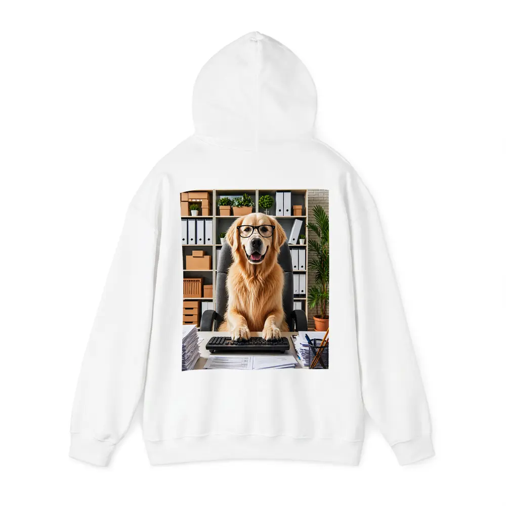 Golden Retriever Office Worker At Computer Desk – Hoodies