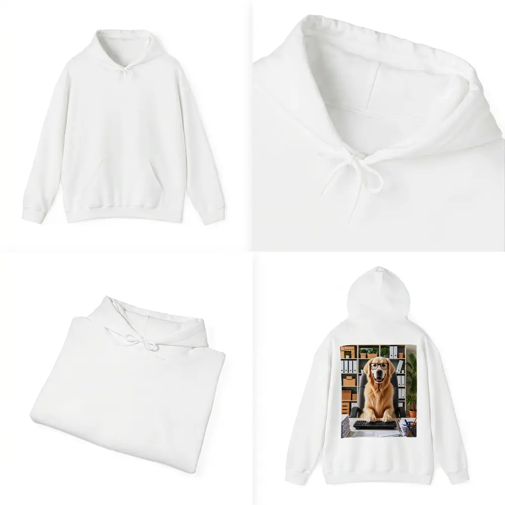 Golden Retriever Office Worker At Computer Desk – Hoodies
