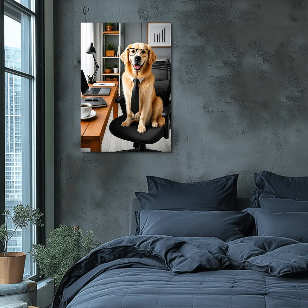 Golden Retriever Office Dog Glasses Tie – Wall Art