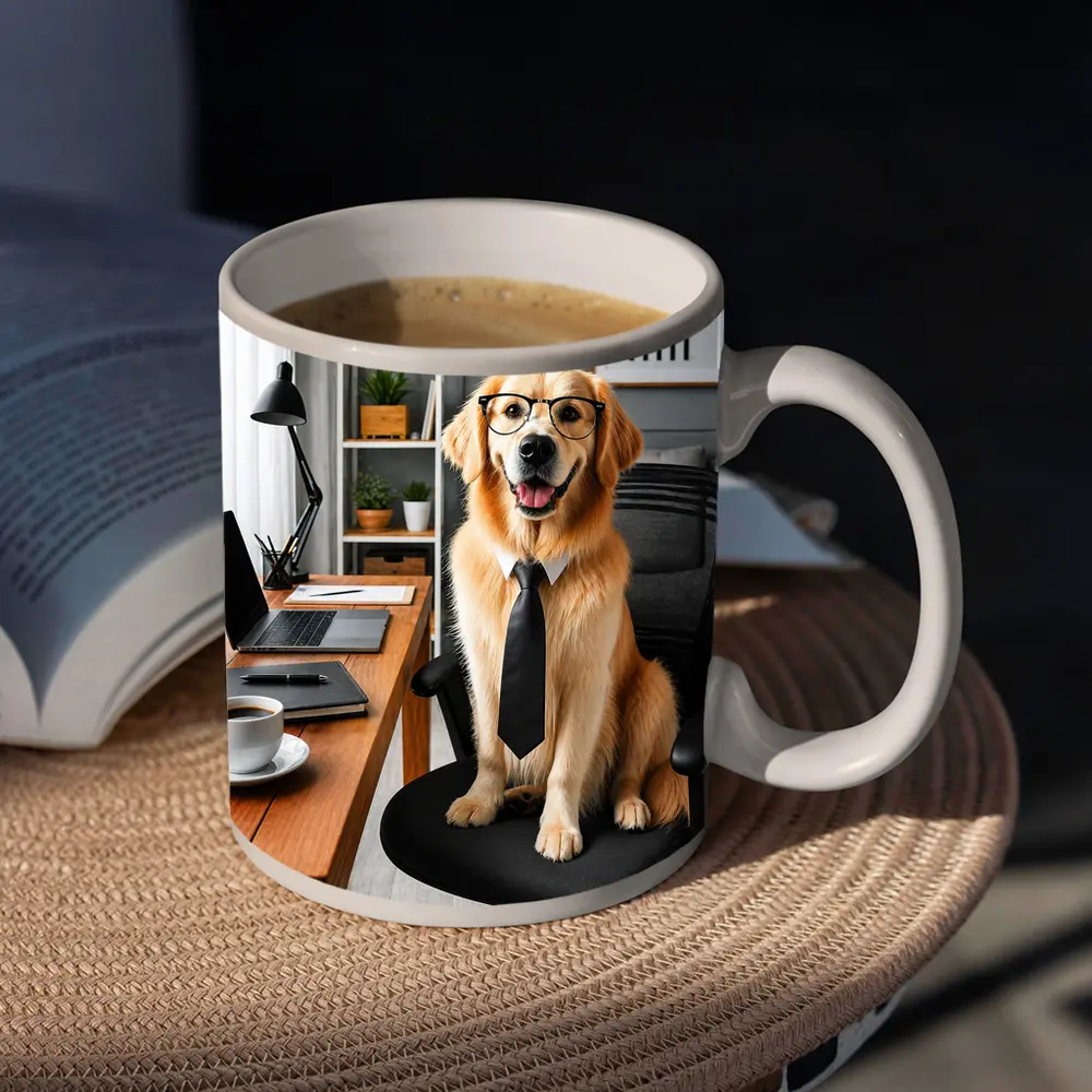 Golden Retriever Office Dog Glasses Tie – Mugs