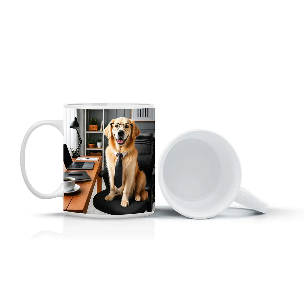 Golden Retriever Office Dog Glasses Tie – Mugs