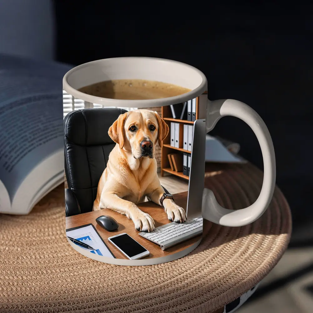 Labrador Retriever Working At Office Desk – Mugs