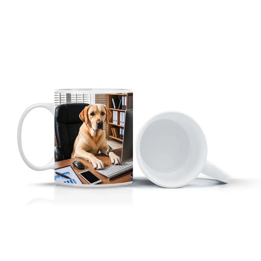 Labrador Retriever Working At Office Desk – Mugs