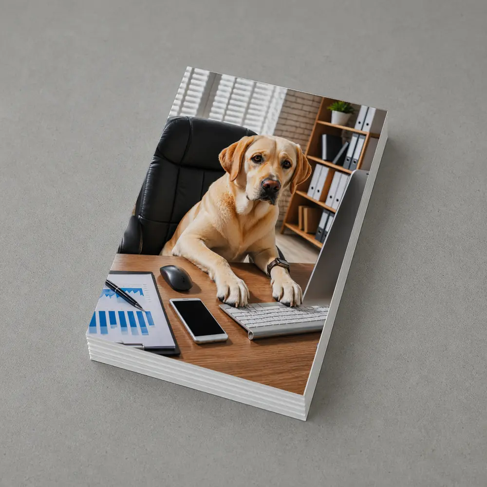 Labrador Retriever Working At Office Desk – Postcards