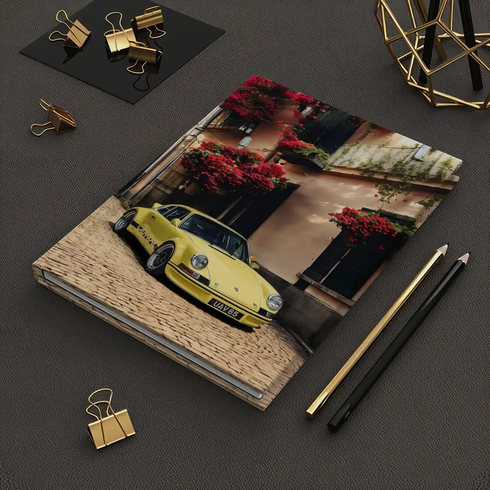Yellow Porsche 911 RS Cobblestone Street – Notebooks