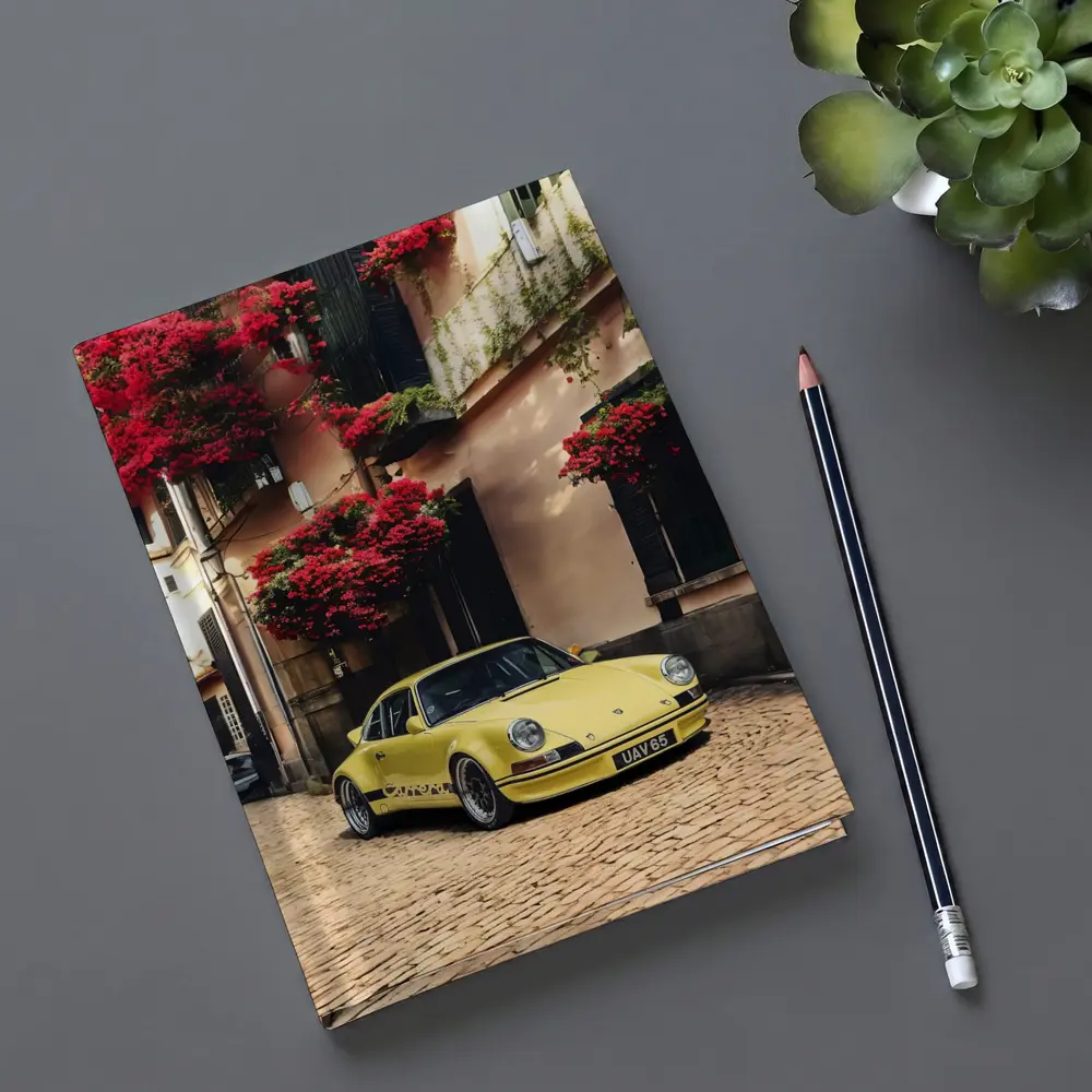Yellow Porsche 911 RS Cobblestone Street – Notebooks
