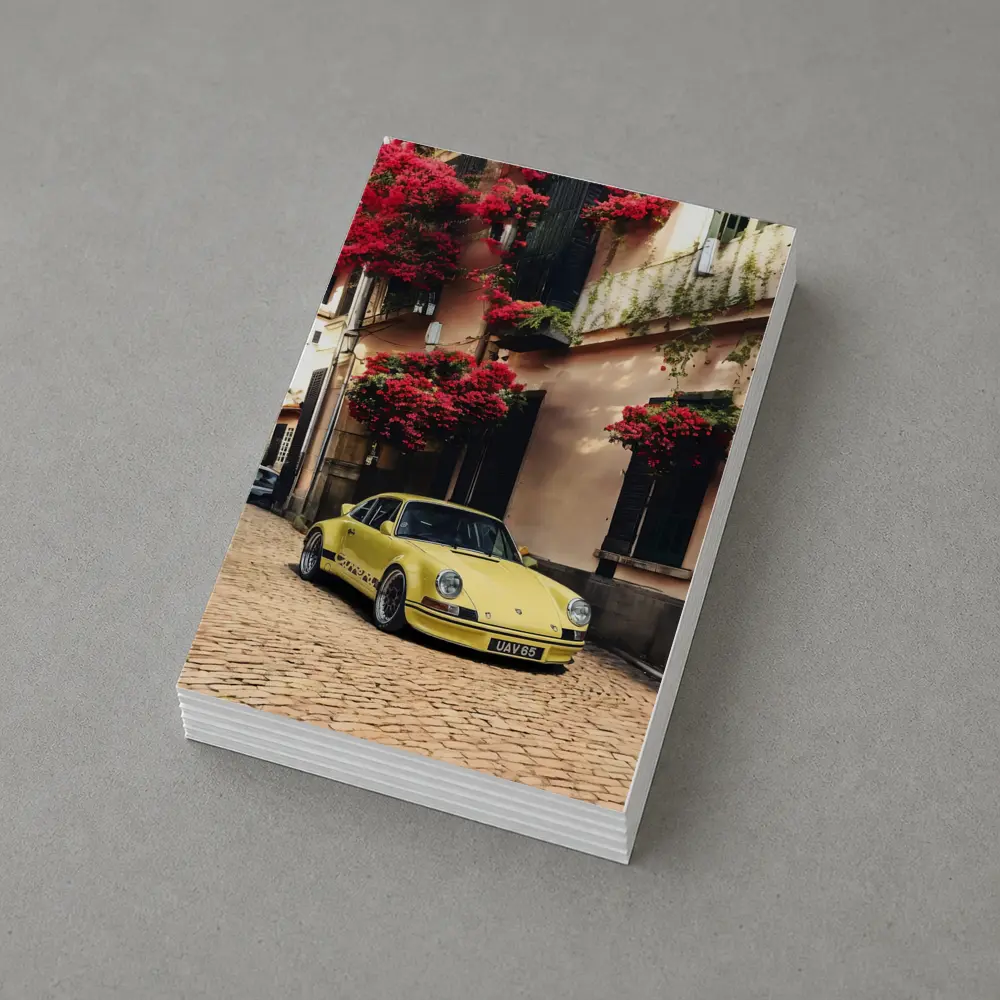 Yellow Porsche 911 RS Cobblestone Street – Postcards