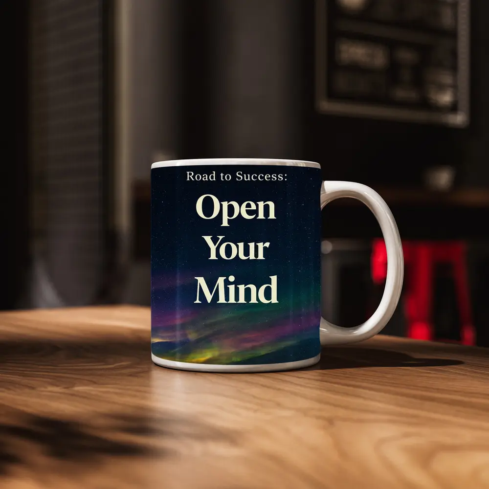 Open Your Mind Road to Success Quote – Mugs