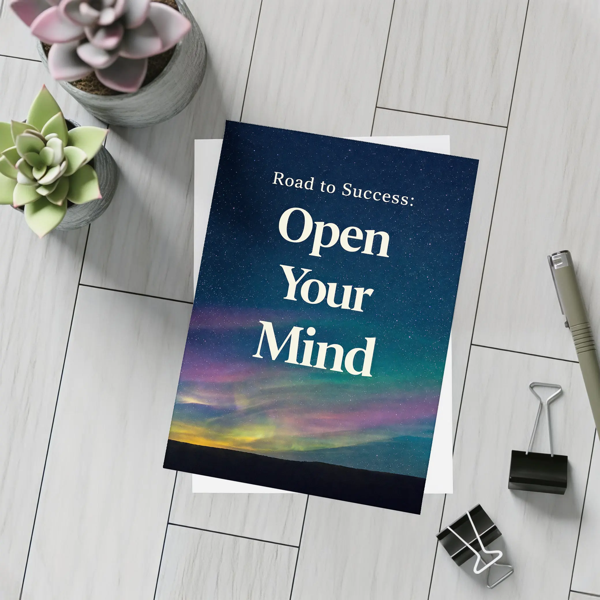 Open Your Mind Road to Success Quote – Postcards