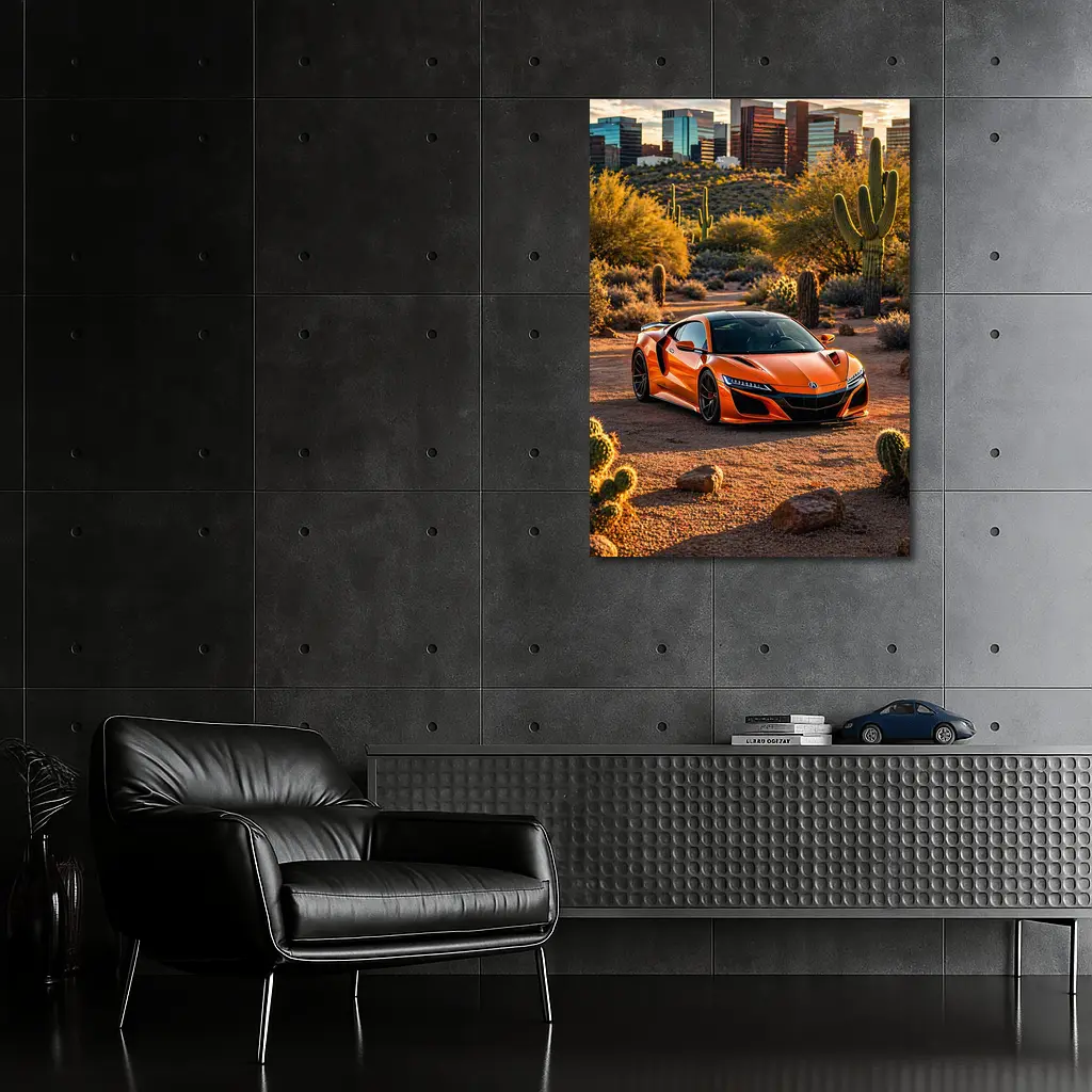 Acura NSX Orange Desert City Skyline – Wall Art