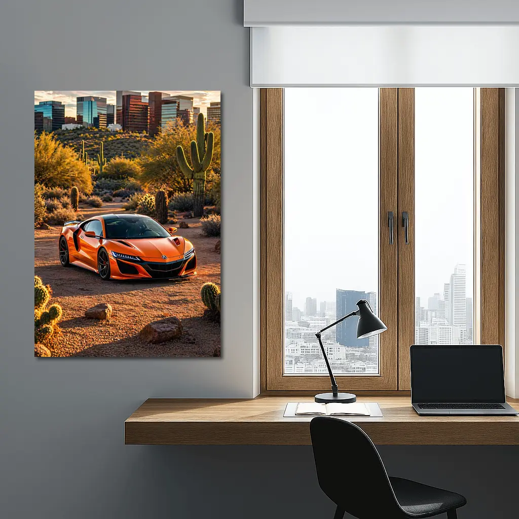 Acura NSX Orange Desert City Skyline – Wall Art