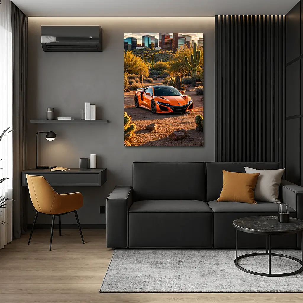Acura NSX Orange Desert City Skyline – Wall Art