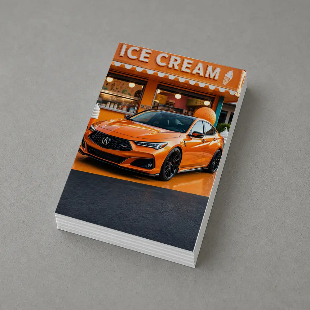 Acura TLX Orange Sports Sedan Ice Cream Shop – Postcards