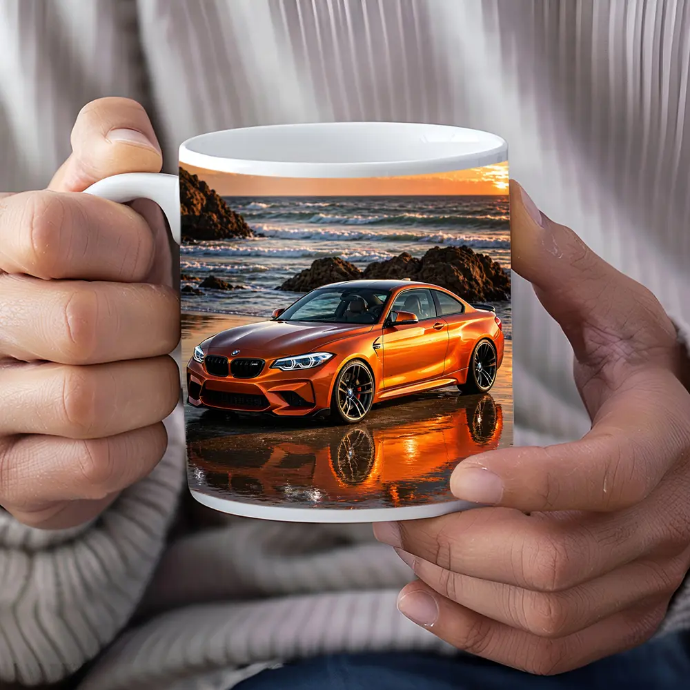 BMW M2 Orange Coupe Beach Sunset – Mugs