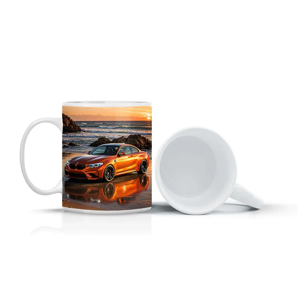 BMW M2 Orange Coupe Beach Sunset – Mugs