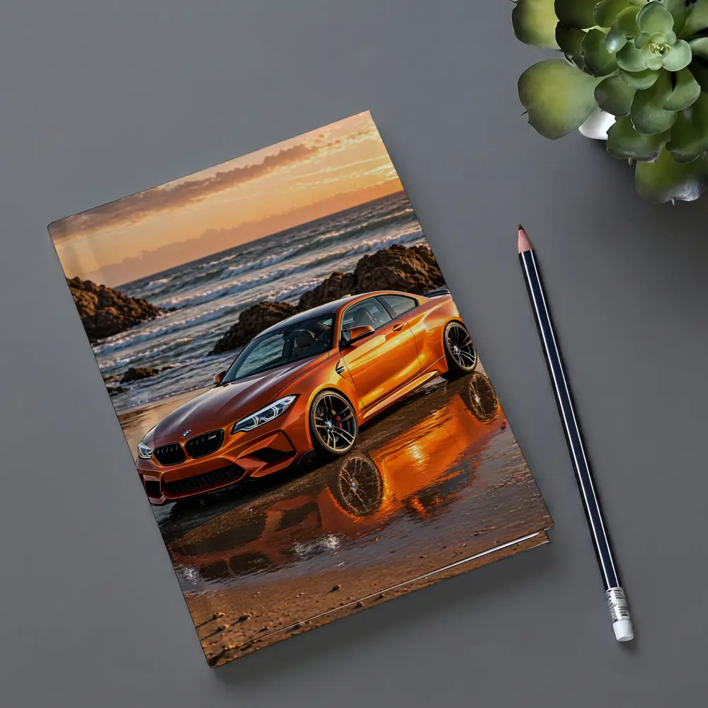 BMW M2 Orange Coupe Beach Sunset – Notebooks