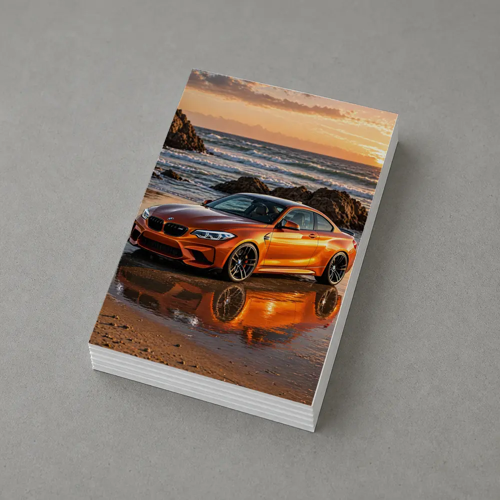 BMW M2 Orange Coupe Beach Sunset – Postcards