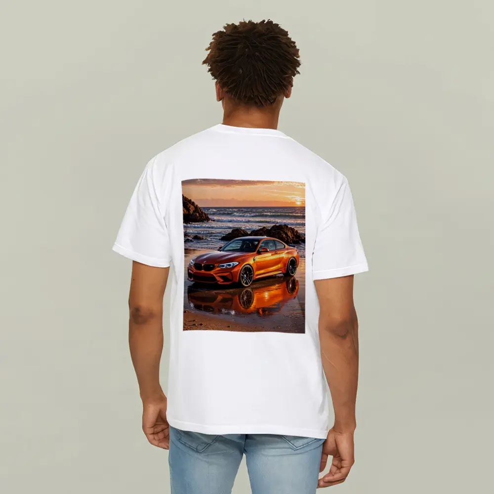 BMW M2 Orange Coupe Beach Sunset – T-Shirts