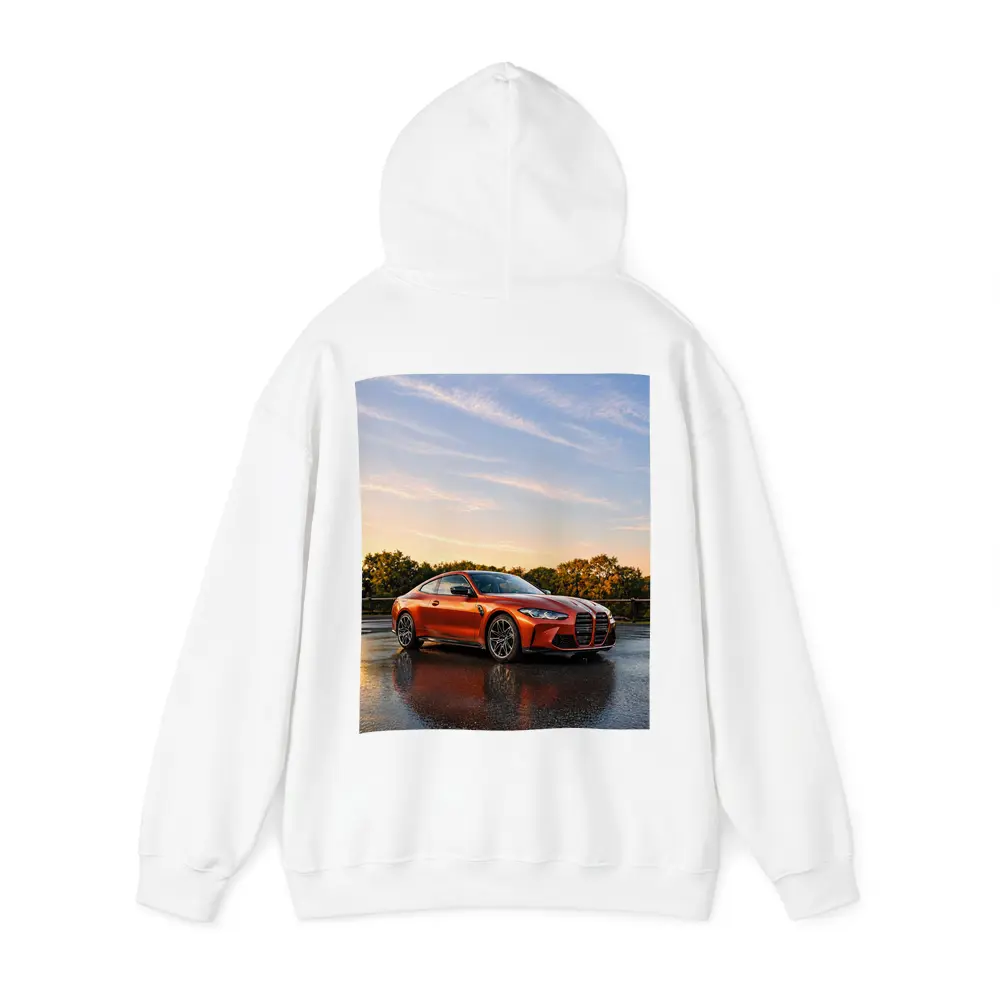BMW M4 Orange Coupe Wet Parking Lot – Hoodies