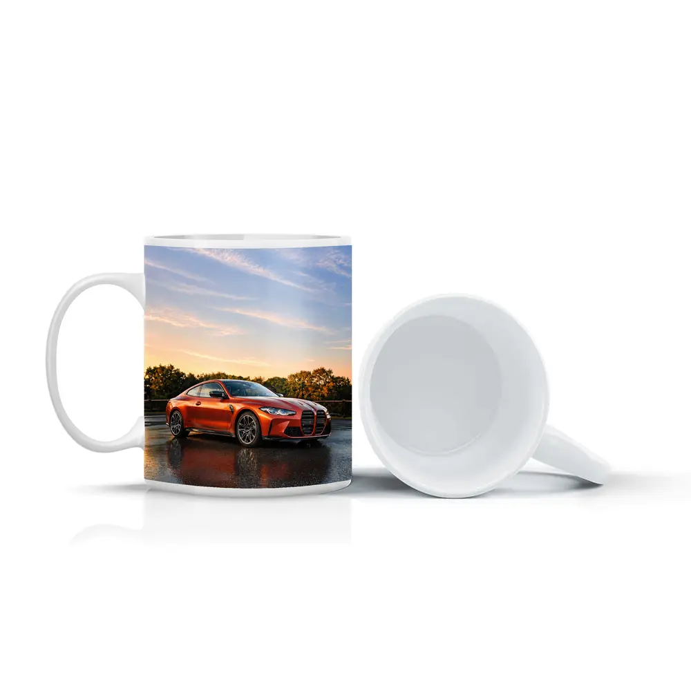 BMW M4 Orange Coupe Wet Parking Lot – Mugs