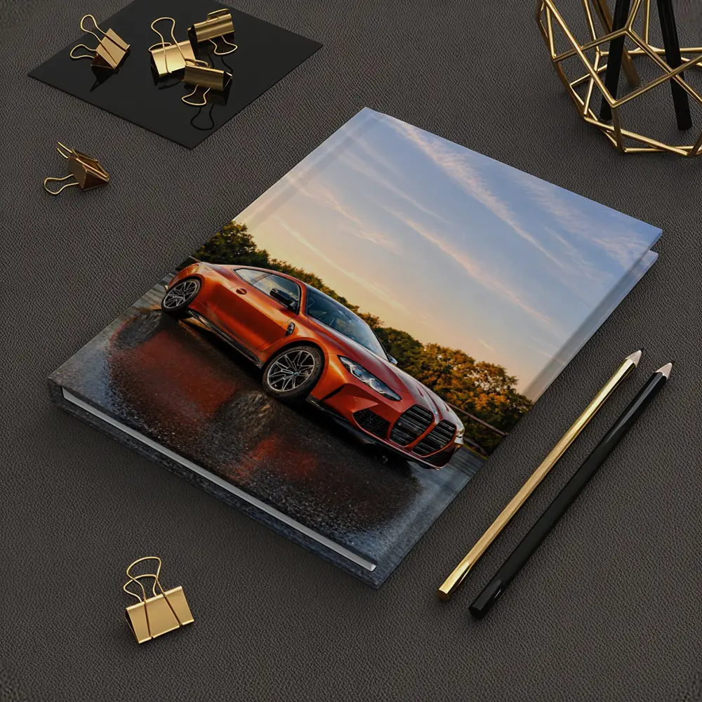 BMW M4 Orange Coupe Wet Parking Lot – Notebooks