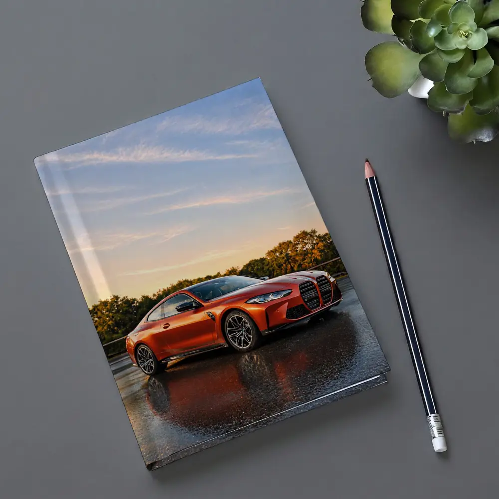 BMW M4 Orange Coupe Wet Parking Lot – Notebooks
