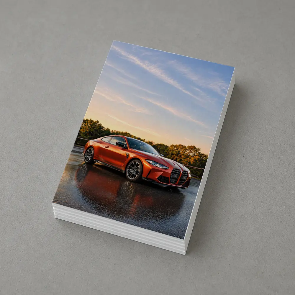 BMW M4 Orange Coupe Wet Parking Lot – Postcards
