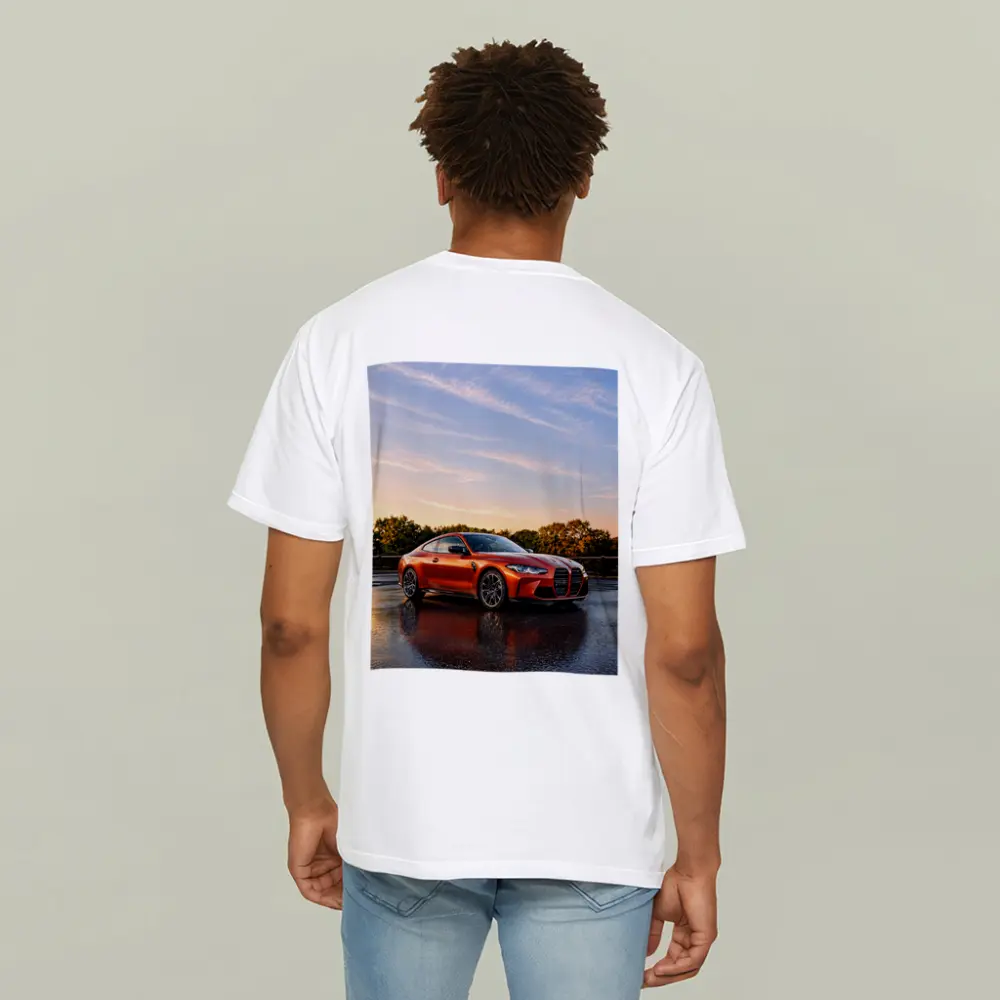 BMW M4 Orange Coupe Wet Parking Lot – T-Shirts