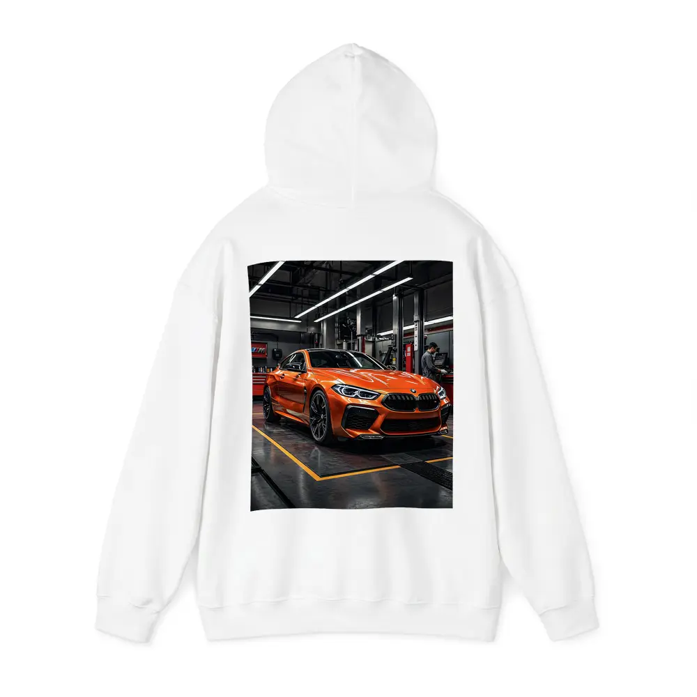 BMW M8 Orange Coupe Auto Service Garage – Hoodies