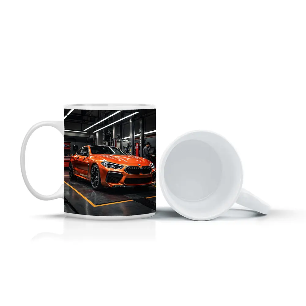 BMW M8 Orange Coupe Auto Service Garage – Mugs
