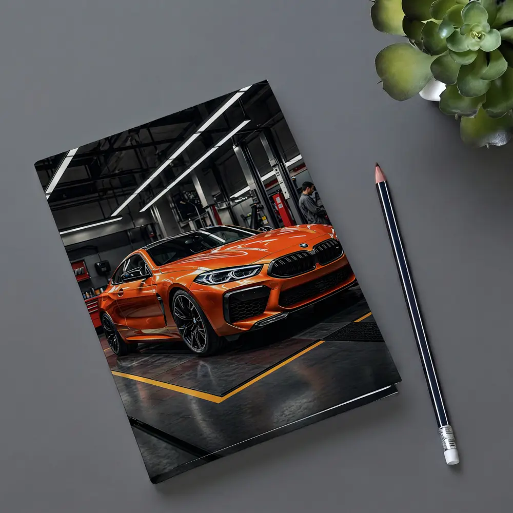 BMW M8 Orange Coupe Auto Service Garage – Notebooks