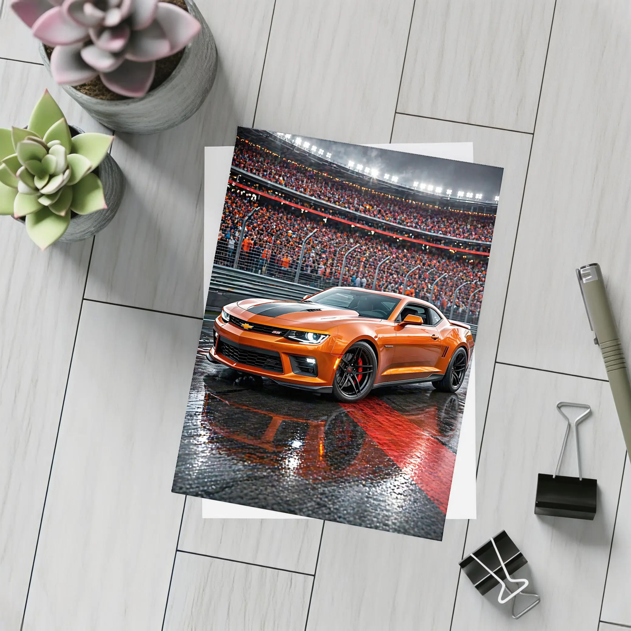 Chevrolet Camaro SS Orange Racing Track Night – Postcards