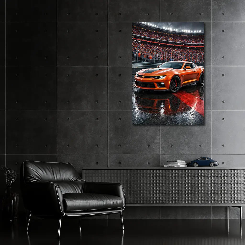 Chevrolet Camaro SS Orange Racing Track Night – Wall Art