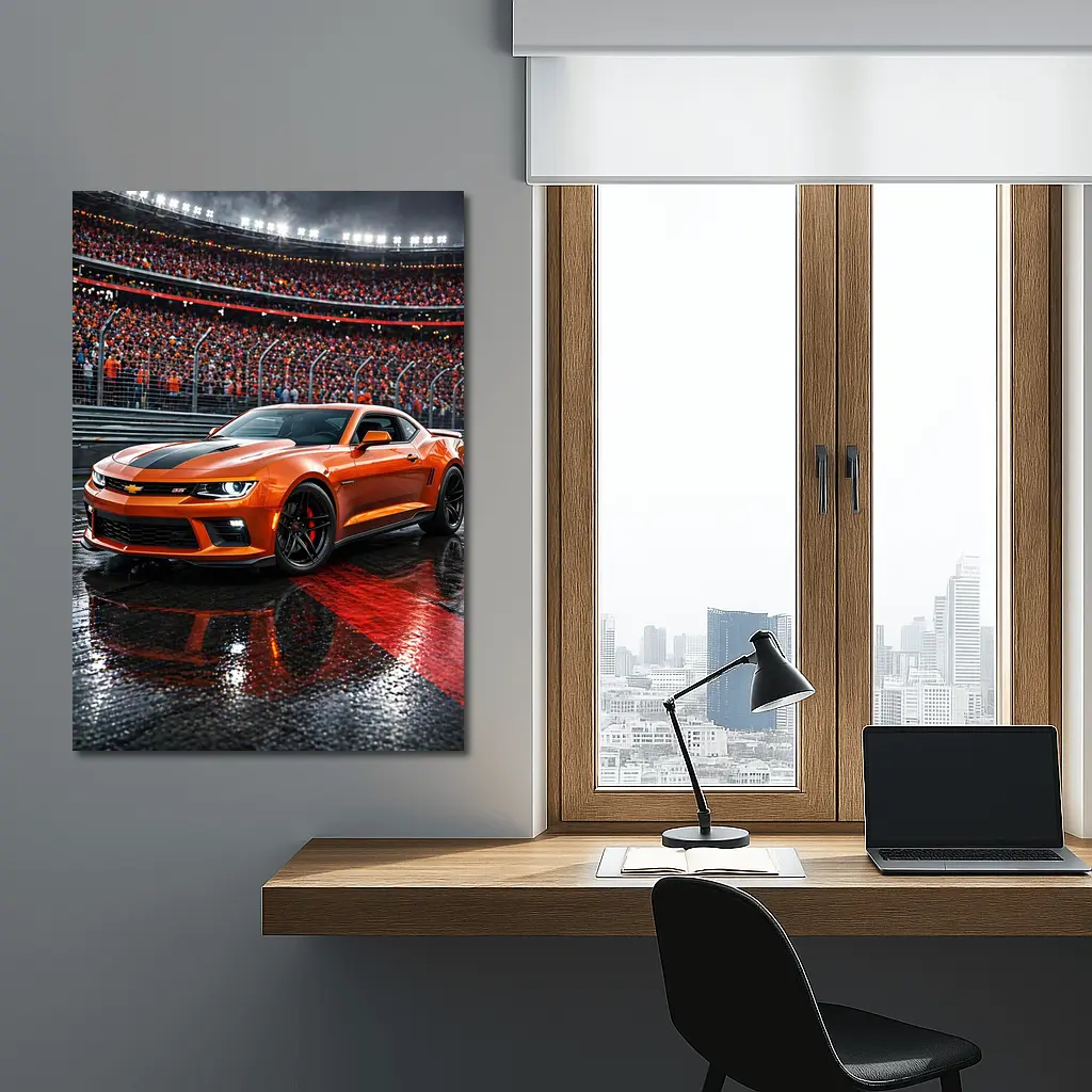 Chevrolet Camaro SS Orange Racing Track Night – Wall Art