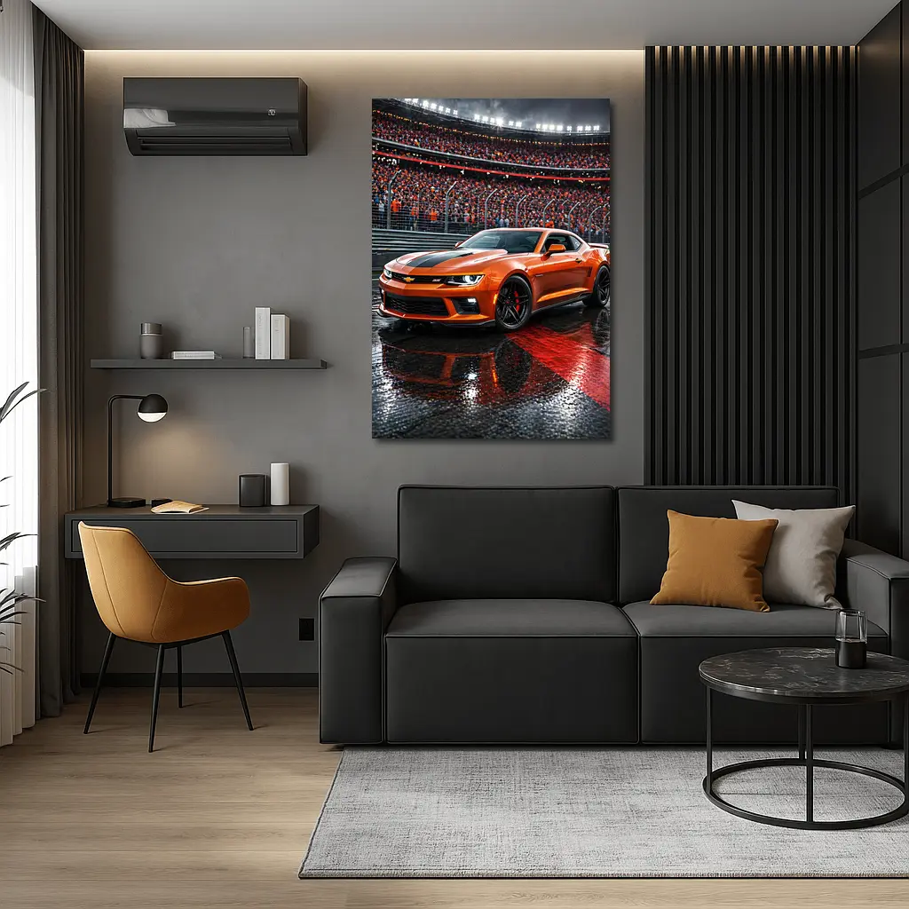 Chevrolet Camaro SS Orange Racing Track Night – Wall Art