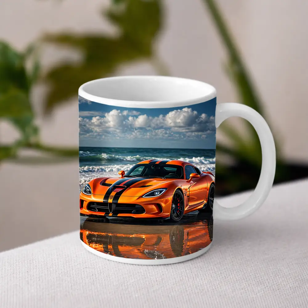 Dodge Viper Orange Black Stripes Beach – Mugs