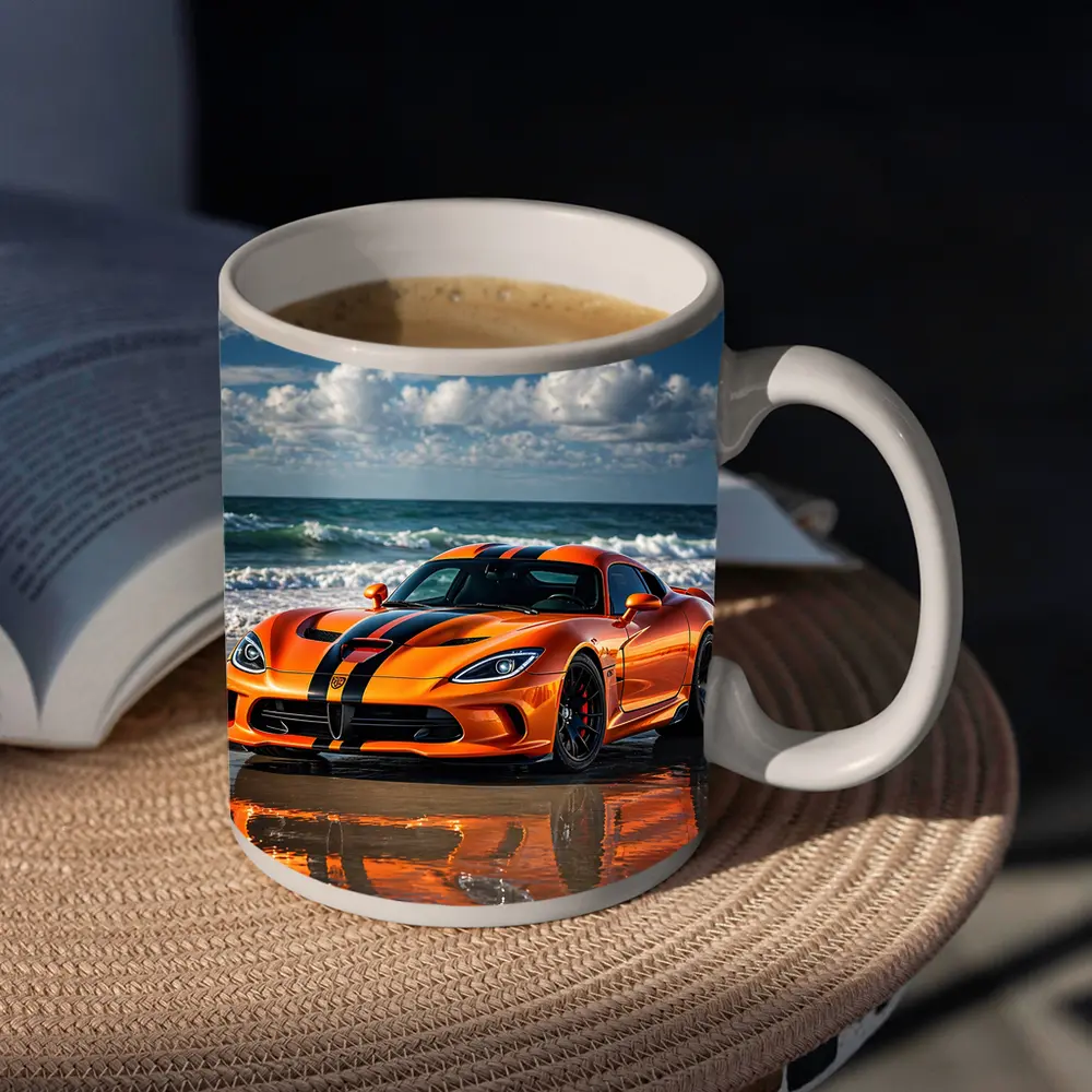 Dodge Viper Orange Black Stripes Beach – Mugs