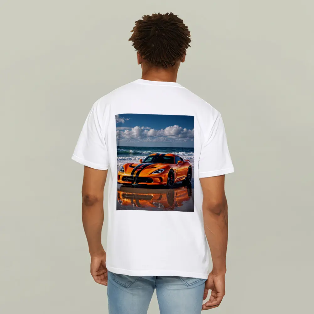 Dodge Viper Orange Black Stripes Beach – T-Shirts