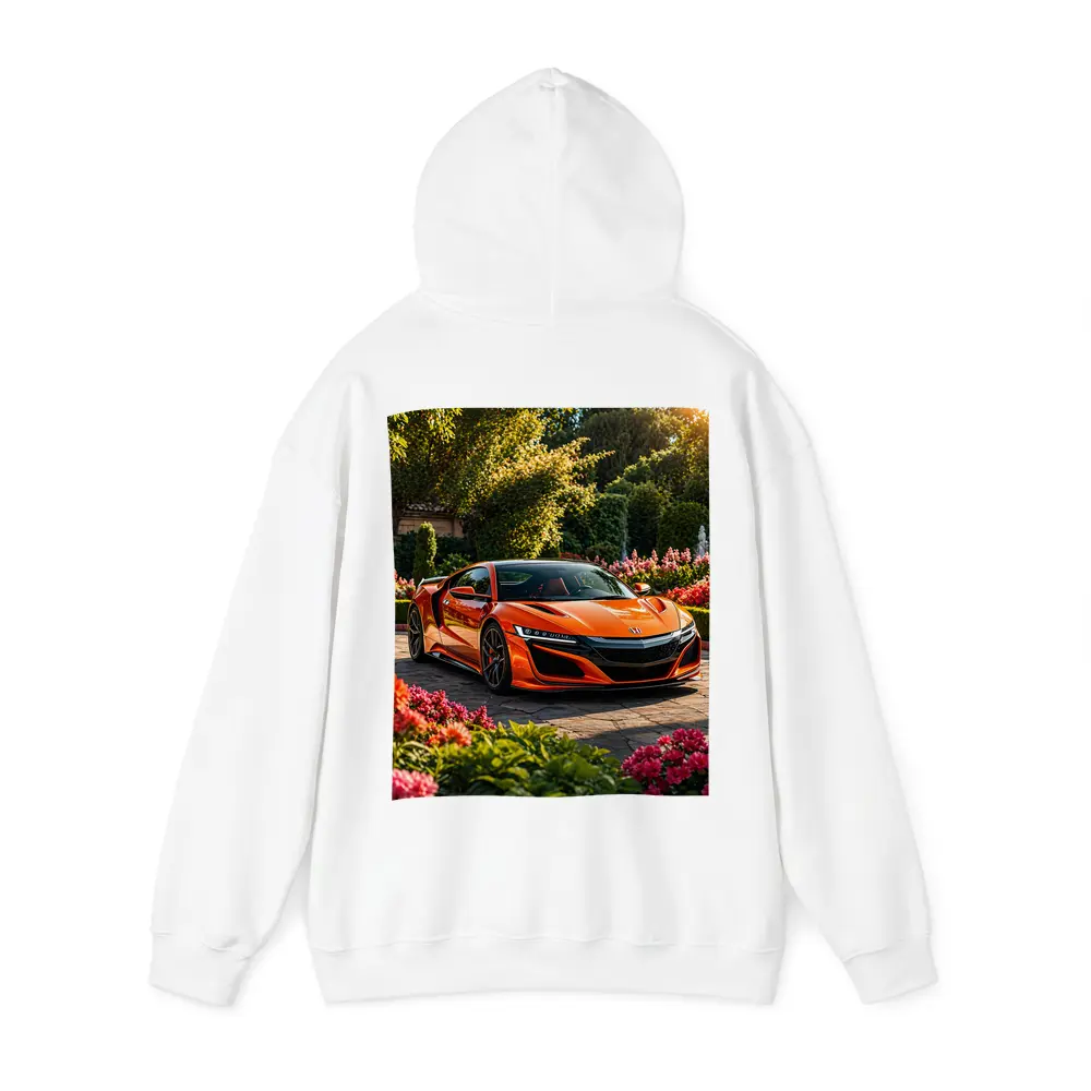 Acura NSX Orange Sports Car Garden Setting – Hoodies