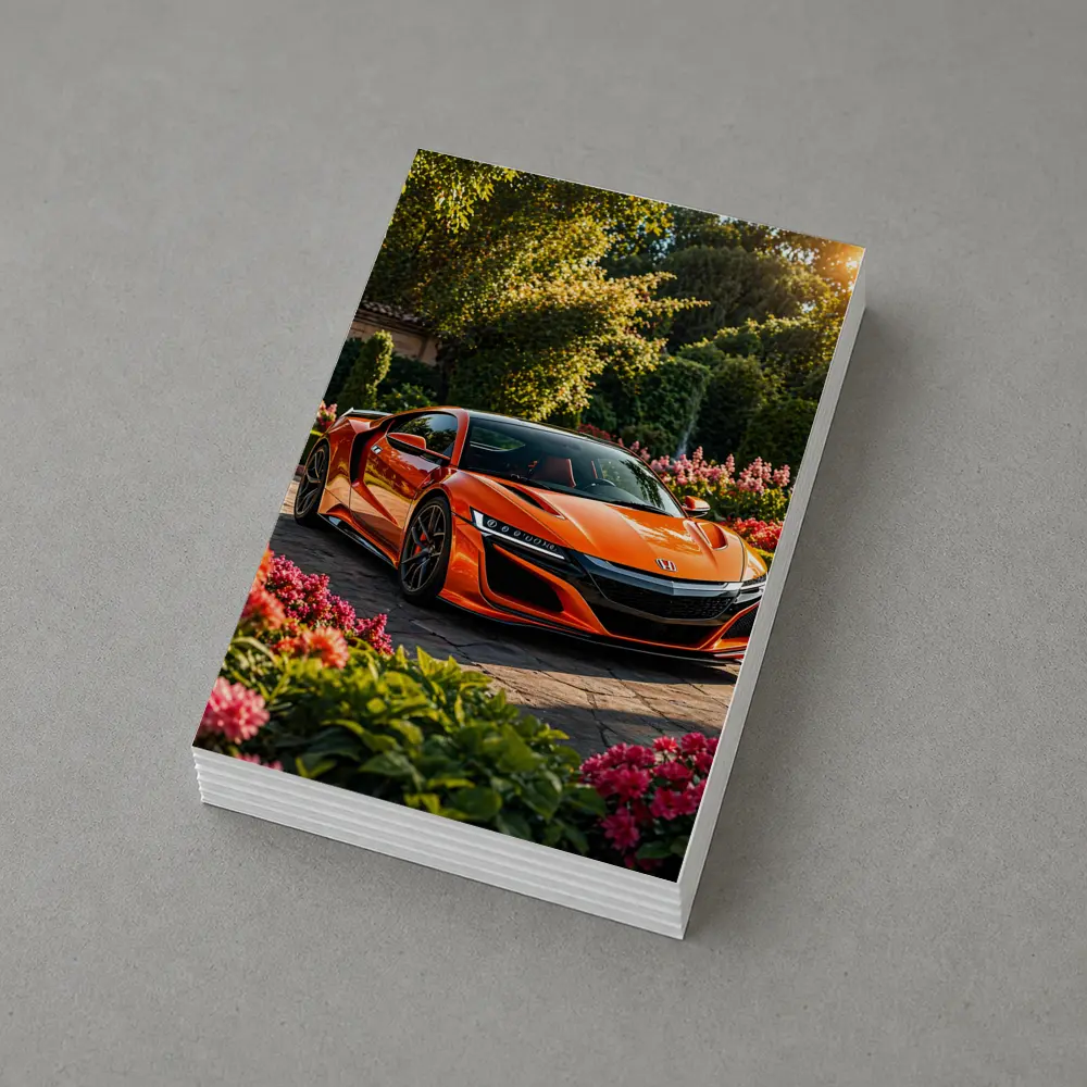 Acura NSX Orange Sports Car Garden Setting – Postcards