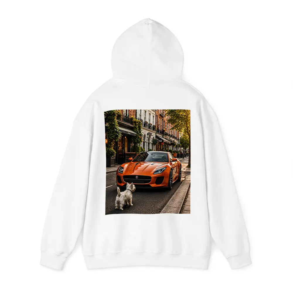 Orange Jaguar F-Type With Westie Dog – Hoodies