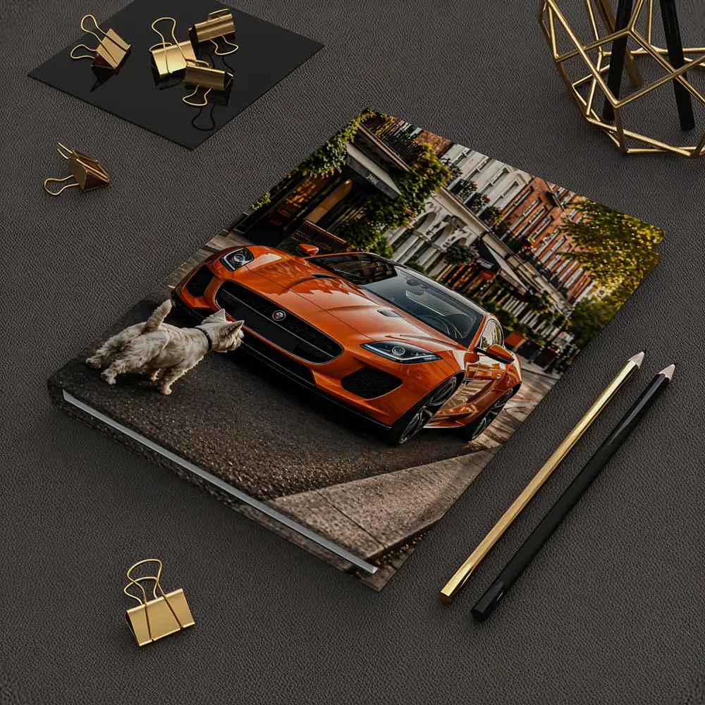 Orange Jaguar F-Type With Westie Dog – Notebooks